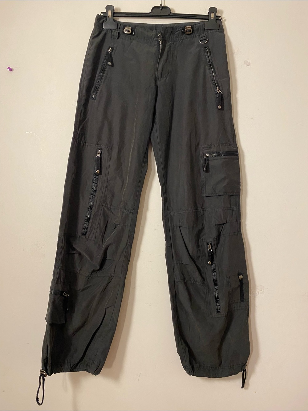 Women’s Black Cargo Track Pants with Zip Pockets